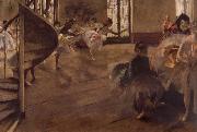 Edgar Degas Balletrepetitie painting